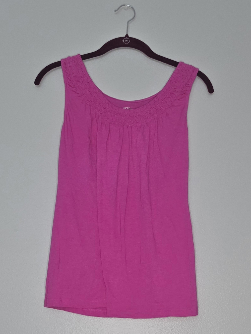 LOFT Bright Pink Crochet-Yoke Tank